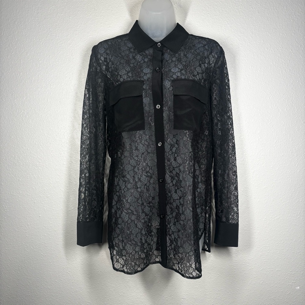 Victoria’s Secret Black Lace Button Up Size Small Petite